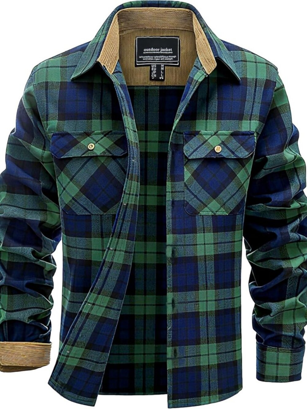 Lightweight Cotton Flannel Shirt for Men | Casual Plaid Button Down Long Sleeve